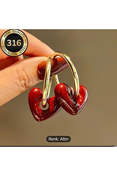 ORGANICYOU LIUCHA Yüksek Kaliteli 316 Paslanmaz Çelik Hipoalerjenik Altın Kalp Şeklinde Küpe, Solma Karşıtı