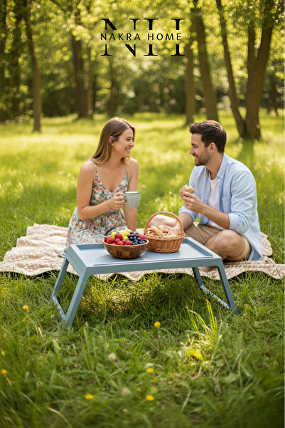 NAKRA HOME Katlanır Sehpa Tablet - Bilgisayar Sehpası Yatak Üstü Kahvaltı Sehpası , Oyun Masası "Bebe Mavi"