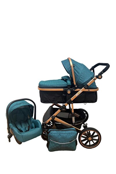 L-Sun Premium 3-in-1 Stroller – Carrycot, Car Seat and Sports Part | Gold Aluminum Frame