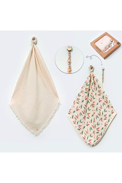 LOVE MAXX طقم من بطانيتين من قماش الموسلين وحامل لهاية - هدية لحفل استقبال ال...