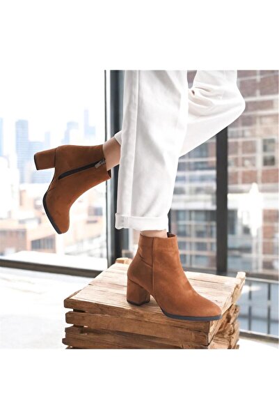 Lion kadın süet kısa topuk rahat şık özel günler için bot