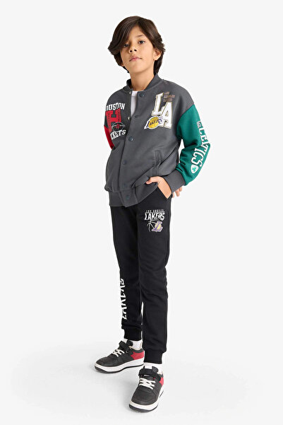 DeFacto F4088 Black Boys Nba Los Angeles Lakers Elastic Waist Jogger Sweatpants
