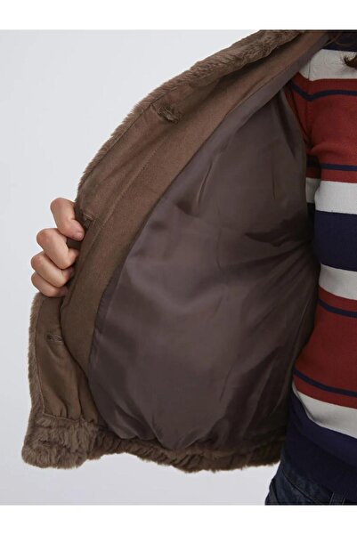 LC Waikiki Shirt Collar Women Faux Fur Coat (W5)