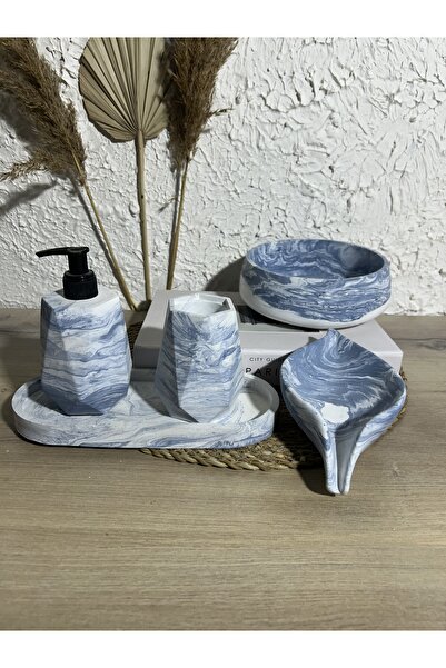 Zigzag Home Διακοσμητικό σετ μπάνιου 5 τεμαχίων με μαρμάρινο σχέδιο Σετ δοχείων υγιεινής για υγρό/στερεό σαπούνι, θήκη οδοντόβουρτσας, θήκη για πετσέτες, σετ δίσκους