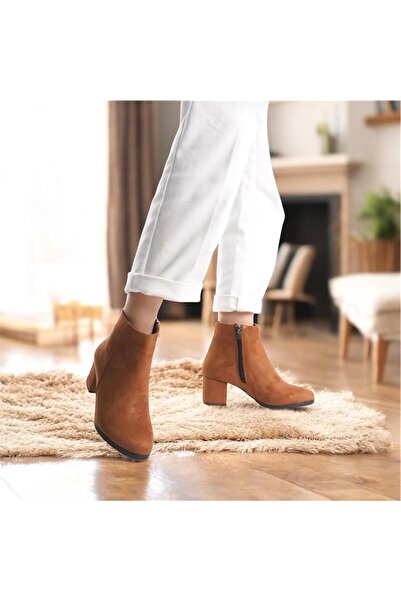 Lion kadın süet kısa topuk rahat şık özel günler için bot