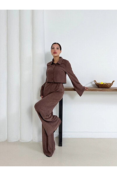 Vona Nova Shirt collar trim buttoned suit coffee st265866