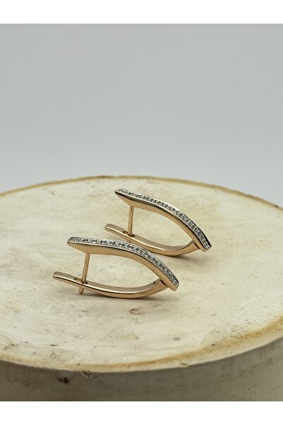 AUBRA Küpe Zirkon Sıra Taşlı – Rose Kaplama