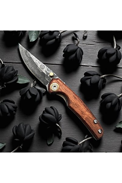 VAS.QUE Gül Ağacı Kabze Damasgus Çelik Çakı