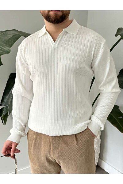 HAWKKİNG Men's Oversize Polo Neck Knit Sweater