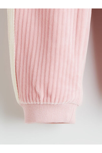 LC Waikiki Lcw Kids Pink Girls' Velvet Sweatshirt and Sweatpants