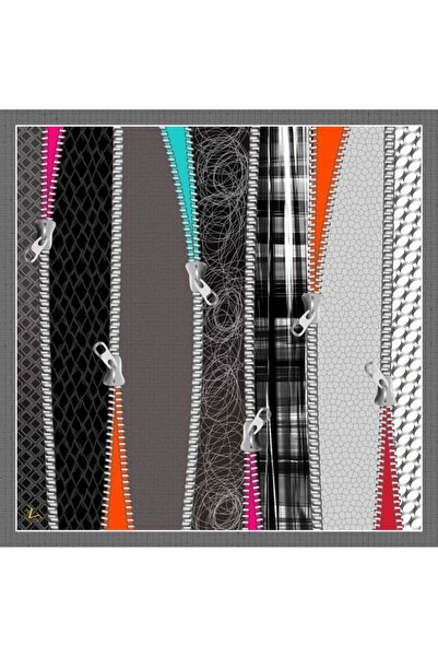 19V69 ITALIA طابا براون تويل وشاح مجردة منقوشة سلسلة الذهب 90x90 سم