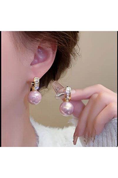 ORGANICYOU أقراط YIWUSHI الأنيقة على شكل كرة من اللؤلؤ المقلد بلون ذهبي مع تصميم براق للنساء