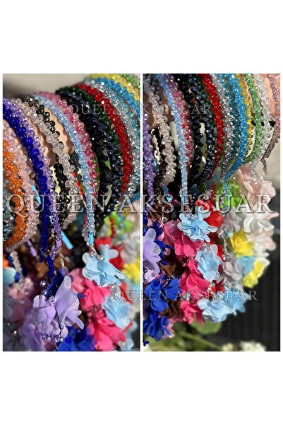 QUEEN AKSESUAR Double Pendant Flower Crystal Beaded Metal Crown Special Day Crown Female Child Red