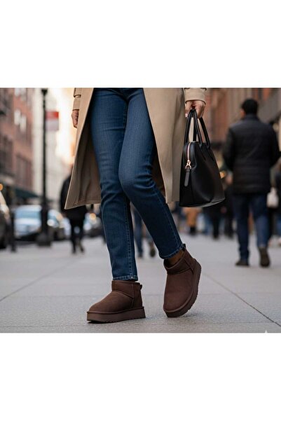 maydos Kadın Ayakkabı Kalın Taban içi Kürklü Yarım Bot & Bootie