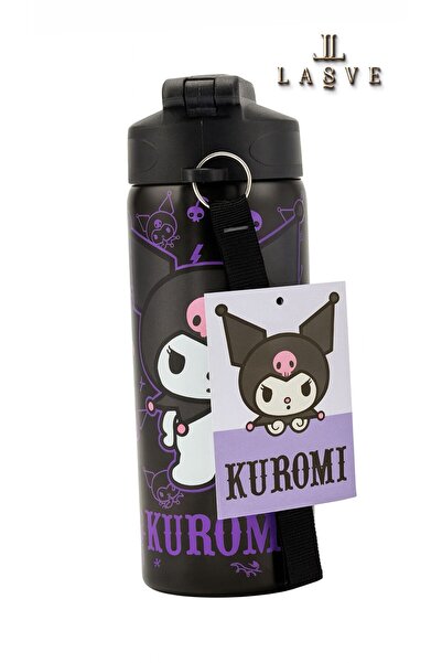 kuromi New Season Licensed 600ml Steel Water Bottle with Straw in Special Box