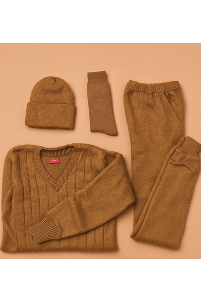 Anisa Thick Underwear Set Made of Wool Winter Leggings Underwear Beanie Wool Socks Set