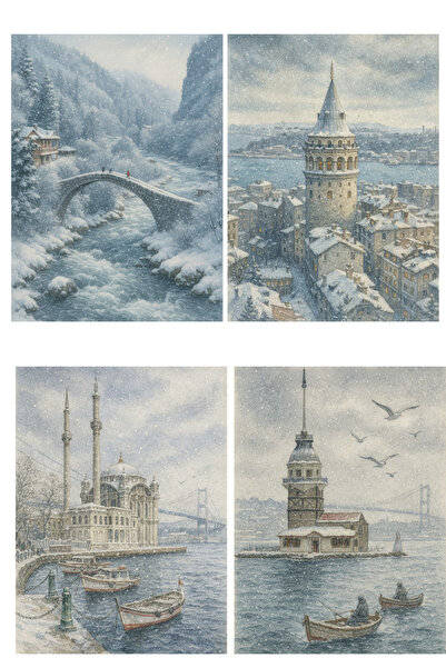 Dekals 9 Çeşit 11x14 Simli Tebrik Kartı Kartpostal Seti Model -8 Yılbaşı Yeni...
