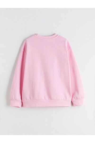 LC Waikiki Pink Crew Neck Cars Printed Girls' Sweatshirt