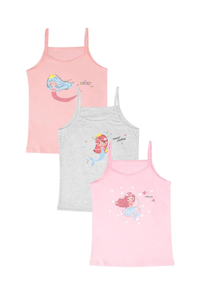 LC Waikiki LCW WAKİKİ Domikids Pembe Kız Çocuk Pamuklu Atlet 3'lü Paket