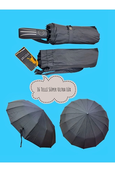 Rainwalker 3 Destekli Süper Ultra Premium Lüks 16 Telli Tam Otomatik Rüzgarda Kırılmayan Şemsiye