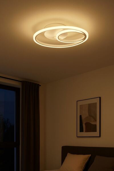 Luzarana Okka Beyaz Renk Modern Tasarım Yemek Masası Üstü - Mutfak - Salon Beyaz Led 2 Li Avize