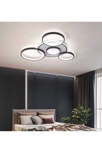 Luzarana Yaman Modern Tasarım Siyah Renk Beyaz Ledli Cafe - Mutfak - Salon Le...