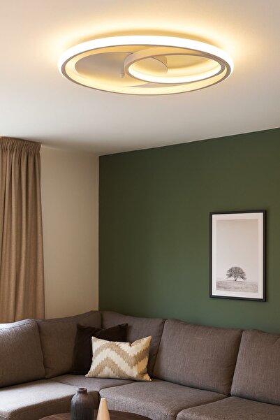 Luzarana Okka Beyaz Renk Modern Tasarım Yemek Masası Üstü - Mutfak - Salon Beyaz Led 2 Li Avize