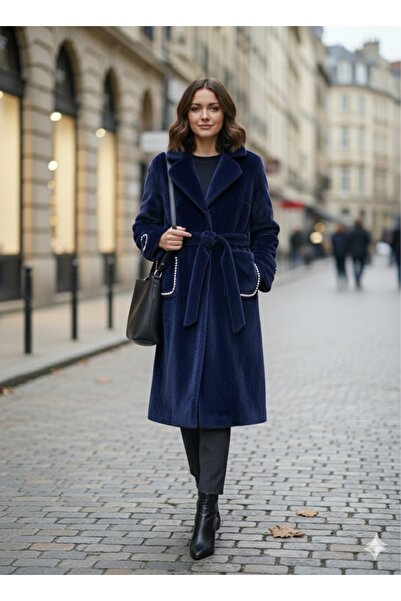 AXXAN Жіночий пальто з хутра лисиці, м'яка тканина Якісне пальто з поясом