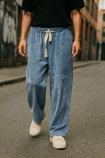 VEZİR MODA Erkek Kadife Baggy Kesim Beli Lastikli Pantolon