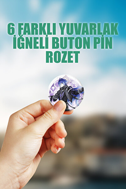 ZipZap Flins Genshin Impact Çanta Süsü Rozet İğneli Buton Rozet Seti (6 ADET)