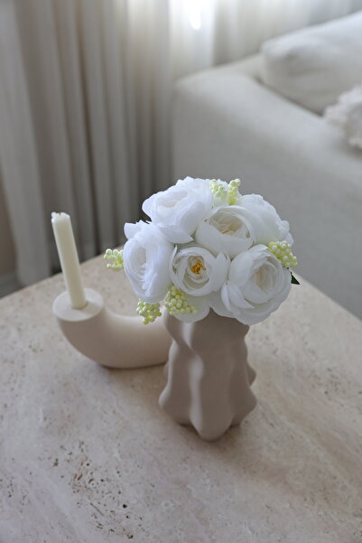 İstoria Bridal 7 زهور صناعية بيضاء على شكل زهرة الفاوانيا، باقة زهور الفاواني...