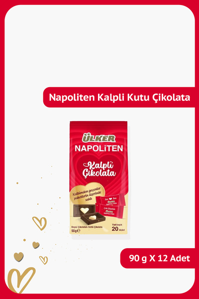 Ülker NAPOLİTEN Kalpli Çikolata - Beyaz Çikolatalı Sütlü Çikolata - 90 gram -...