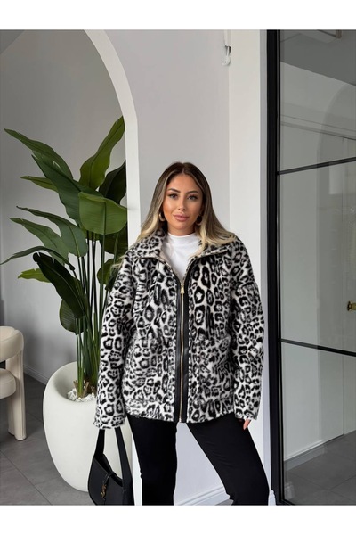 MEECY Jachetă model ZR cu model leopard