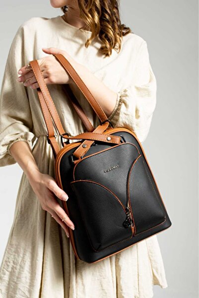 H&D COLLECTİON Yoro Model Women's Backpack and Shoulder Bag Waterproof Faux Leather Multi-Pocket Ultra VIP