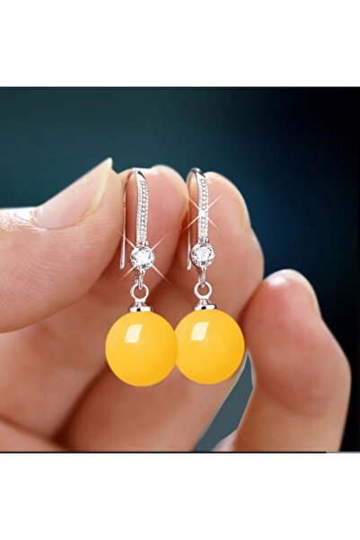 ORGANICYOU YIWU 1 Çift İmitasyon Kehribar Gözyaşı Küpesi, Vintage Elegant Stil, Bakır, Moda Sallanan