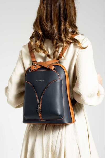 H&D COLLECTİON Yoro Model Women's Backpack and Shoulder Bag Waterproof Faux Leather Multi-Pocket Ultra VIP