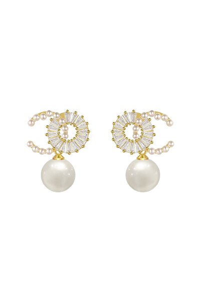 SIC MODA Elegant Earrings with Crystals and Pearls, Chic Fashion 6173B