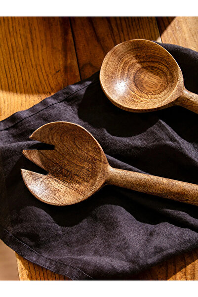 LC Waikiki Lcw Home Brown Wooden Serving Utensils Set of 2