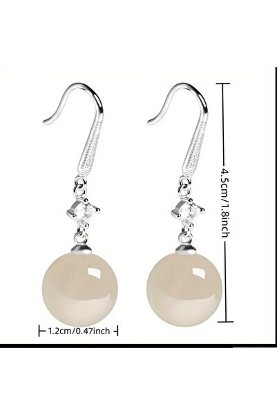 ORGANICYOU Yiwushi 1 Pair New Simple Fashion Unique Agate Round Beads Earrings for Women