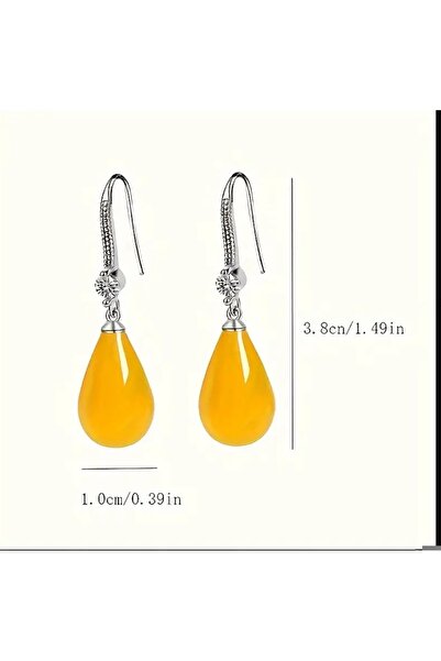 ORGANICYOU YIWU 1 Çift İmitasyon Kehribar Gözyaşı Küpesi, Vintage Elegant Stil, Bakır, Moda Sallanan