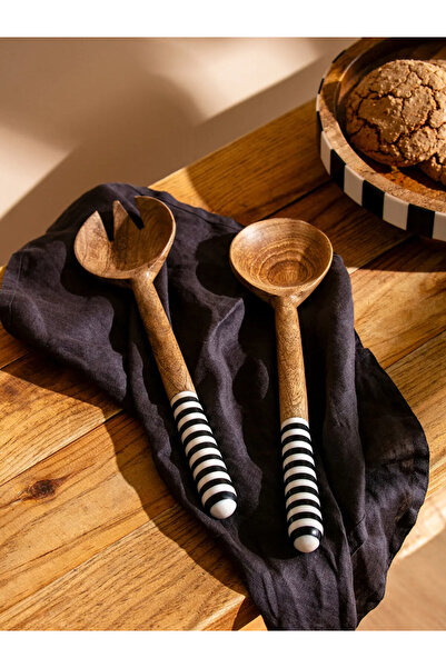 LC Waikiki Lcw Home Brown Wooden Serving Utensils Set of 2