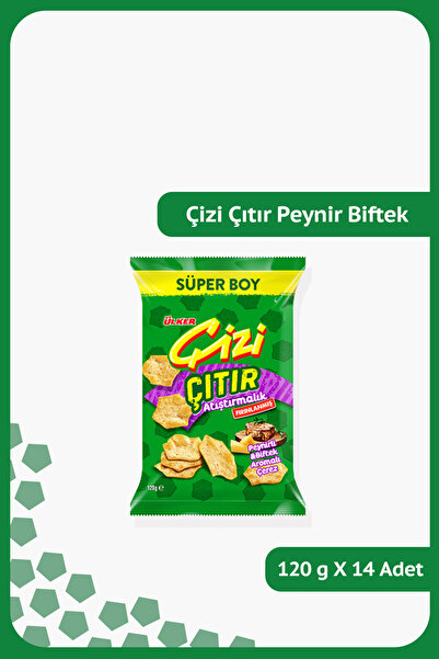 Ülker ÇİZİ ÇITIR Peynirli & Biftek Aromalı Çerez - Atıştırmalık - 120 gram - 14 Adet