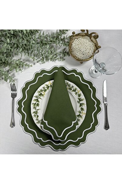 Table Alp Lüks Kumaş Üzeri Nakışlı Amerikan Servis Takımı – 6 Servis 6 Peçete