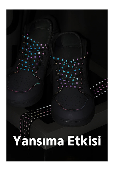 LookBuyTake أربطة أحذية رياضية بنمط نجمة مع عاكسات ضوئية - أربطة عاكسة بطول 1...