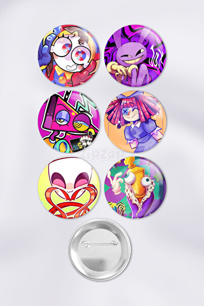 ZipZap TADC The Amazing Digital Circus Anime Animasyon Çanta Rozet İğneli Buton Rozet Seti (6 ADET)