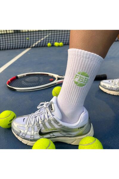 Stella Tasarım Kişiye Özel İsim Veya Harf Nakışlı Hediyelik Tenis Desenli Çorap