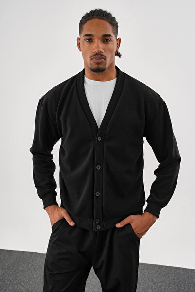 Redline Noble V-Neck Winter Cardigan Black