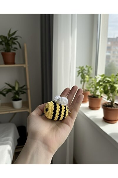 yucin سلسلة مفاتيح على شكل نحلة محبوكة يدويًا، إكسسوار حقيبة لطيف مصنوع بالكروشيه |   فكرة هدية