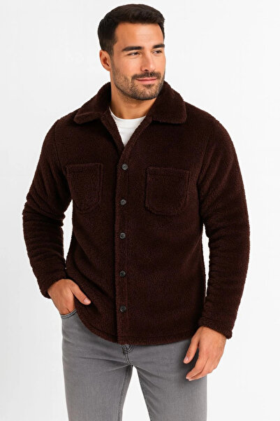 velmorafashion Velmora Plush Fleece Cardigan Shirt - Brown -
