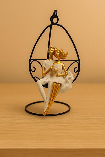 hediyeconcepti Romantik Çift Salıncak Heykel Modern Aşk Figürü Dekor Ev Oturm...